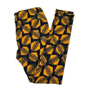 LuLaRoe Yellow Black Blue Geometric Shapes Pattern Leggings One Size OS New